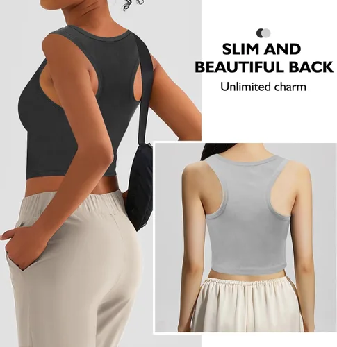 Miniatura 6 de 2 Pieces Tank Top for Women, Basic Sleeveless Sports Crop Tops for Women Going Out Tops Workout Tops Women Teen Girls