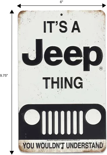 Miniatura 6 de Letrero de metal blanco y negro para Jeep Thing, letrero vintage para garaje o cueva de hombre Blanco/Negro
