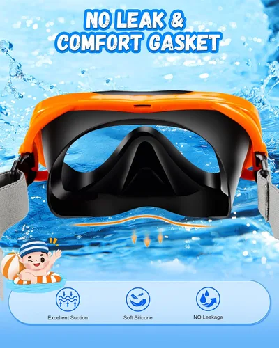 Miniatura 3 de Gafas de natación para niños con correa de tela para niños de 3 a 15 años, gafas de natación a prueba de fugas con cubierta nasal, vista clara