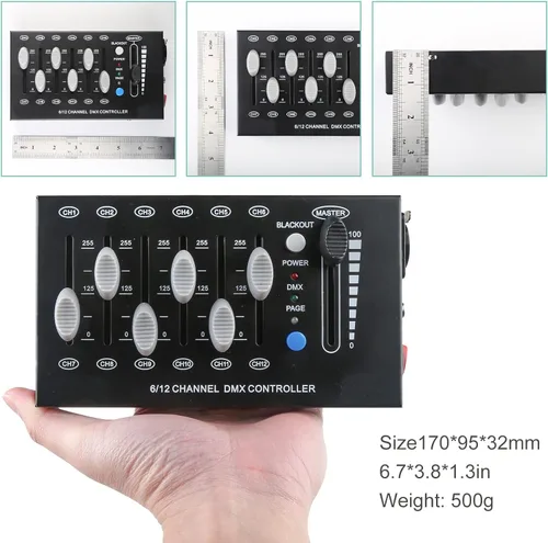 Miniatura 4 de MAD OWL Controlador de atenuación DMX de 12 canales, controlador de iluminación mini DJ, atenuador de protocolo de señal DMX512 adecuado