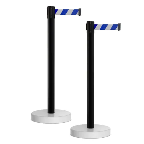 Miniatura 60 de Crowd Control Warehouse - CCW Juego de 2 puntales retráctiles de barrera de cinturón, base rellenable de agua MSH630-11 cinturón de pie, cinturón
