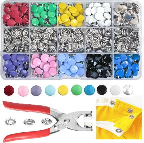 GTAAOY Juego de 800 botones de presión de metal con alicates de cierre, kit de herramientas de prensa perfecto para manualidades, ropa, sombreros y