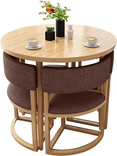 Miniatura 14 de Mesa de cocina y sillas para 4, juego de mesa redonda de comedor para 4, negociación de conferencias pequeñas, 1 mesa y 4 sillas, mesas de café