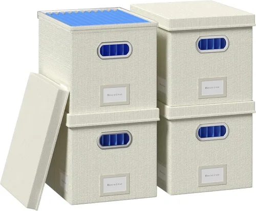Miniatura 10 de Caja Organizadora de Archivos – Cajas de Archivos para Colgar Archivos con Tapa, Juego de 2 Carpetas Colgantes Decorativas Tamaño Carta Organizador