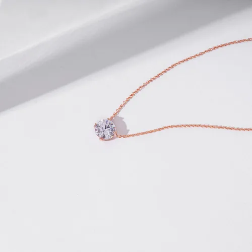 Miniatura 4 de Tienda Collection Sterling Silver Solitaire Pendant Necklace with Round Cut Infinite Elements Cubic Zirconia Round Solitaire Pendant