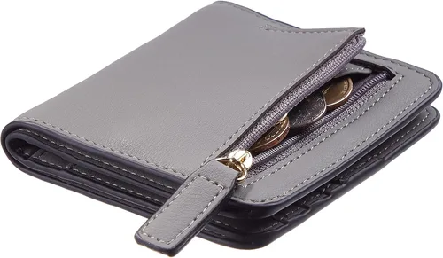 Miniatura 2 de Gostwo - Cartera compacta de piel genuina de lujo para mujer con bloqueo de RFID y ventana de identificación