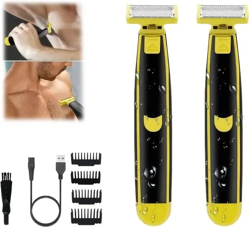 Miniatura 7 de Afeitadora eléctrica para hombre, maquinilla de afeitar de doble hoja para húmedo y seco, lavable de cuerpo completo, recargable por USB, 4
