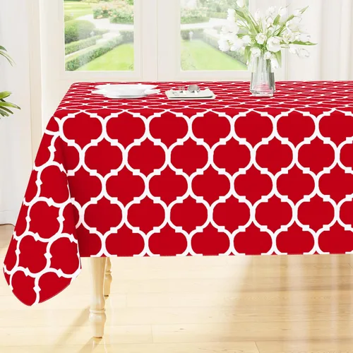 Miniatura 16 de Smiry Mantel redondo de plástico para mesa, mantel de vinilo impermeable con parte trasera de franela para mesas redondas, lavable y a prueba