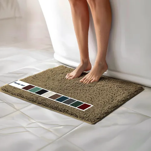 Miniatura 47 de Muddy Mat Alfombras de Baño de Chenilla de Microfibra de Secado Rápido Antideslizantes Lavables, Extra Gruesas, Suaves y Altamente Absorbentes Gris