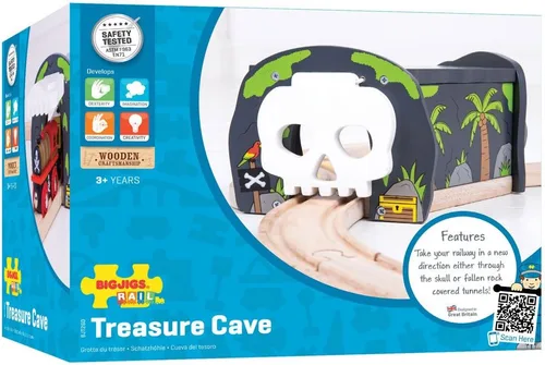 Miniatura 4 de Bigjigs Rail Skull Cave & Tunnel - Juego de accesorios de tren de madera, túneles para trenes y juegos de ferrocarril, juguetes clásicos para niños