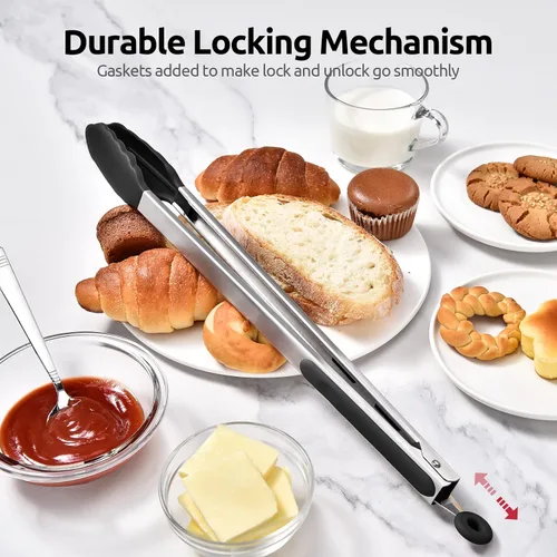 Miniatura 7 de Pinzas de cocina resistentes al calor de 600ºF: U-Taste Pinzas de cocina de silicona extra largas de 16 pulgadas con puntas de goma antiadherentes