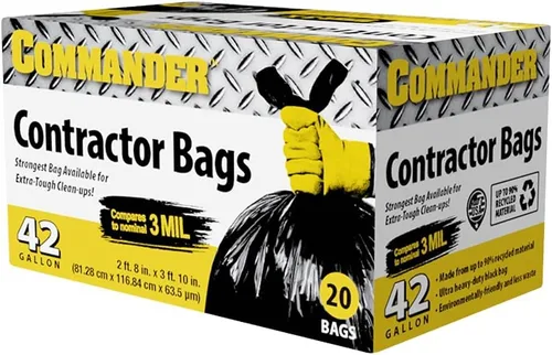 Commander Bolsas de basura negras resistentes de 32 x 46 pulgadas de diámetro, 42 galones, 2.5 milésimas de pulgada de grosor y 2.5 milésimas de