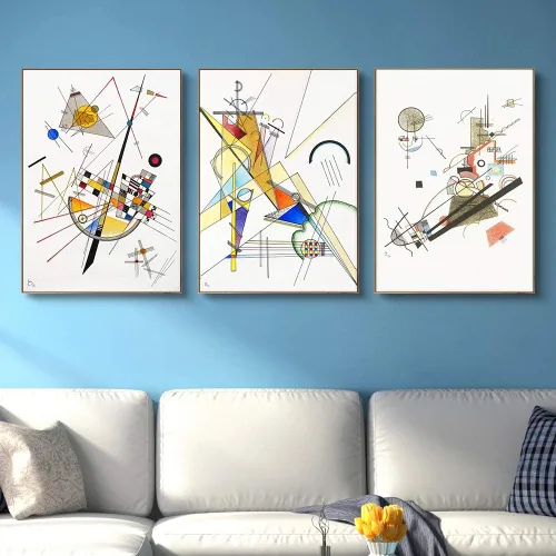 Miniatura 9 de INVIN ART Wassily Kandinsky - Lienzo enmarcado enmarcado para pared, 3 piezas, impresión giclée, tríptico abstracto para sala de estar, decoración