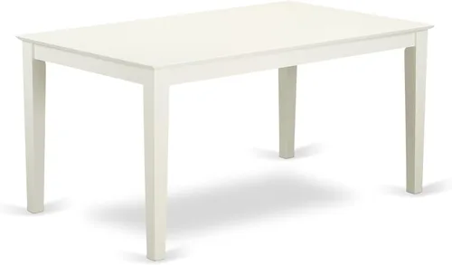 East West Furniture CAT-LWH-S - Mesa de comedor Capri – una mesa rectangular de madera con patas resistentes, 36 x 60 pulgadas, color blanco lino