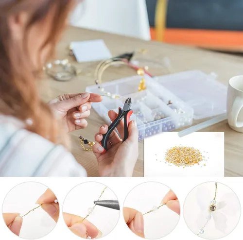 Miniatura 5 de Hicarer 1200 cuentas engarzadas de metal, espaciadores redondos, topes, extremos de abrazadera para collares, pulseras, suministros de fabricación