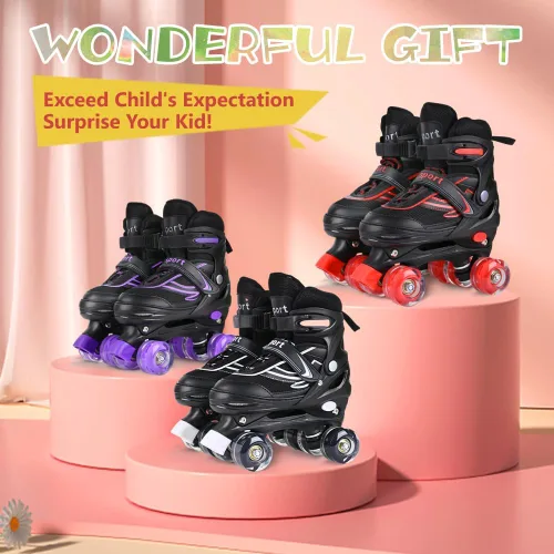 Miniatura 7 de Patines en línea G MGY OLED para niños pequeños, patines ajustables en 4 tallas con todas las ruedas iluminadas, patines iluminados divertidos