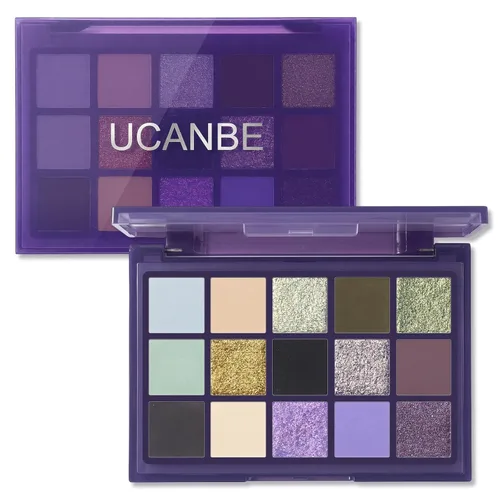 Miniatura 21 de UCANBE Paleta de sombra de ojos ahumada en negro, 15 colores de sombras de ojos oscuras brillantes mate metálicas, kit de sombras de ojos altamente