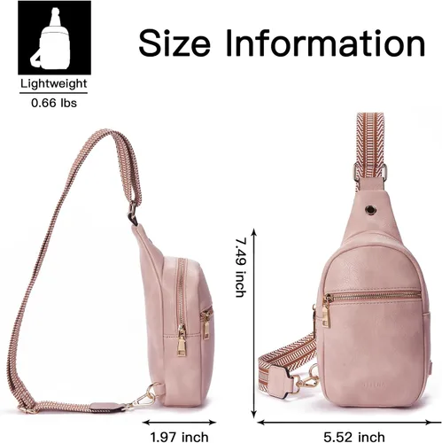Miniatura 55 de Telena Riñonera pequeña para mujer, de cuero, cangureras, bolsa de pecho para mujer