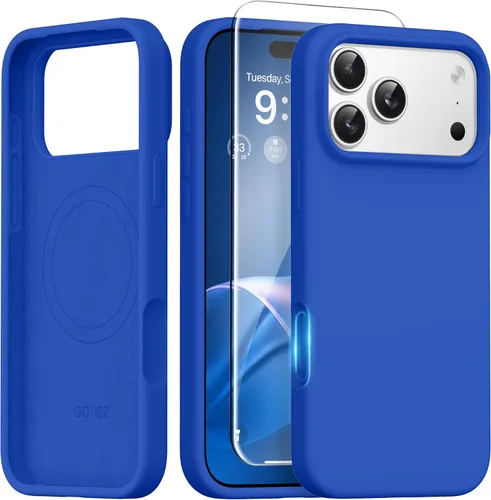 Miniatura 35 de GONEZ Funda de silicona para iPhone 14 Pro Max, compatible con MagSafe, con protector de pantalla + protector de lente de cámara, silicona líquida a