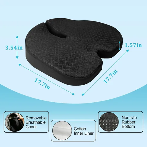 Miniatura 6 de Cojín de asiento de automóvil, cojín de gel de alta calidad y espuma viscoelástica para silla de oficina, para espalda, ciática, coxis, alivio