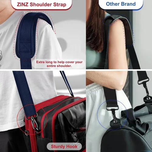 Miniatura 89 de ZINZ Correa de hombro universal de 59 pulgadas con almohadilla transpirable fija ultra gruesa, correa de hombro ajustable y resistente para bolsa