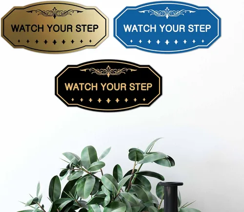 Miniatura 2 de Signs ByLITA Victorian Watch Your Step - Letrero de pared o puerta Material duradero y fácil instalación Señalización de seguridad (negro)