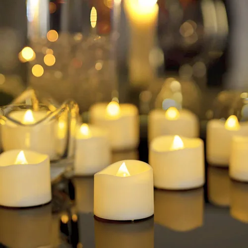 Miniatura 12 de Homemory Paquete de 48 velas parpadeantes sin llama, velas falsas LED que funcionan con pilas más de 200 horas para centros de mesa de boda, base