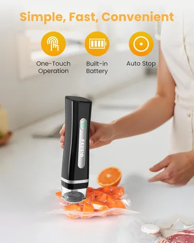 Miniatura 4 de Máquina selladora al vacío FEPPO para alimentos con tanque de agua visible, máquina selladora al vacío compacta portátil con 30 bolsas reutilizables