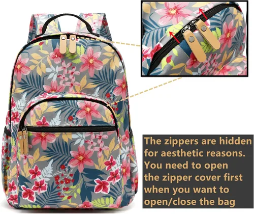 Miniatura 51 de Leaper Mochila para laptop para mujer: linda mochila floral para escuela, universidad, viajes, trabajo, mochila ligera para niños, Negro margarita