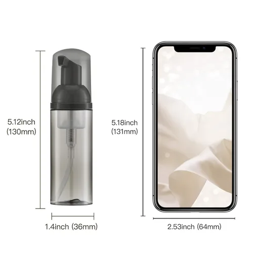 Miniatura 5 de Botella de espuma de 2 onzas, dispensador de bomba de espuma vacía para jabón de manos, limpiador de pestañas, champú para viajar, 10 Negro