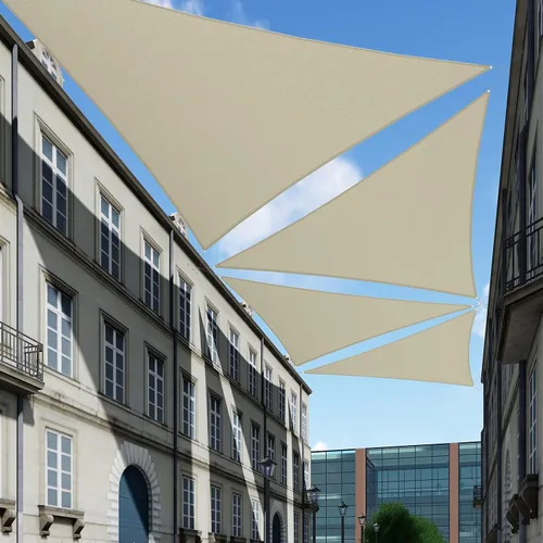 Miniatura 8 de TANG - Toldo tipo vela triangular de 6 x 6 x 6 pies, cubierta para patio, protección UV, tela permeable para pérgola, porche, terraza, jardín, Beige