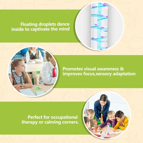 Miniatura 5 de Paquete de 4 tubos sensoriales, juguete de burbujas de movimiento líquido para niños y adultos, coloridos juguetes relajantes para aliviar