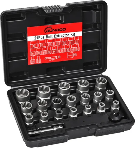 Juego de extractor de pernos, 21 piezas, kit de extractor de pernos fácil de salir, 3/8 de pulgada, herramienta extractor de pernos para tuercas