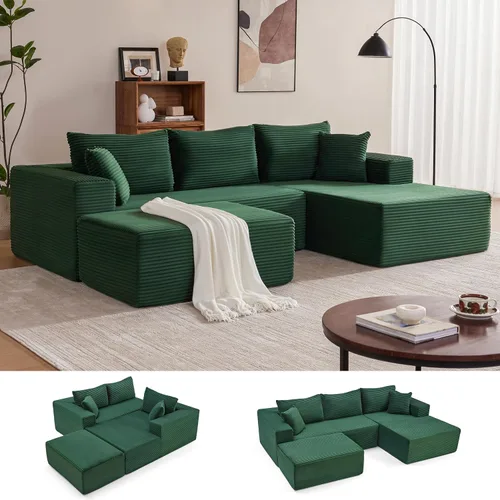 Miniatura 31 de Mangodan Sofá seccional Cloud, sofá deshuesado para sala de estar, sofá modular con asiento profundo, cómodo sofá esponjoso en forma de L con diván