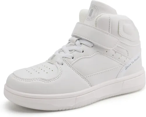 brooman Zapatos de baloncesto para niños, tenis de caña alta para niñas, zapatos de escuela, zapatos deportivos para correr