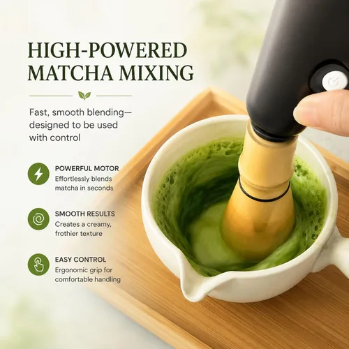 Miniatura 2 de Juego de batidor eléctrico Matcha – Espumador de mano recargable con batidor y soporte Agitador automático para la mezcla perfecta Espumador