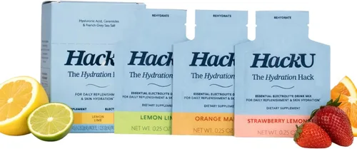 Miniatura 15 de HackU Hydration Hack - Paquetes de hidratación de electrolitos y piel – Mezcla de bebida sin azúcar, sin hinchazón con magnesio, ácido hialurónico