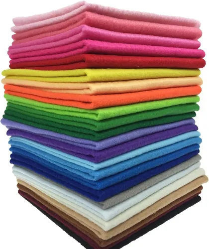 Miniatura 3 de 24 unidades, frazada de 1.4mm de espesor de tela de fieltro suave de diversos colores, colcha de fieltro con retazos de cuadrados cosidos
