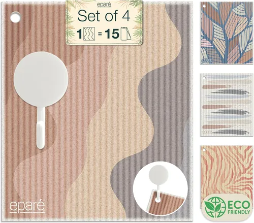 Miniatura 10 de Eparé Paños suecos para cocina – Paquete de 8 paños suecos absorbentes – Paños desechables para lavar platos – Paños de cocina lavables – Paños