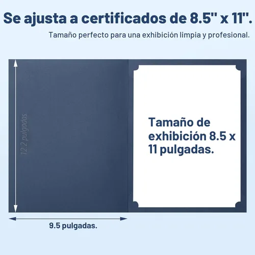 Miniatura 5 de SUNEE Titulares de certificados (azul marino, 50 paquetes), cubre diploma, borde de lámina dorada, para certificados de tamaño carta de 8.5 x 11