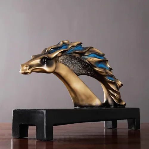 Miniatura 4 de Escultura de estatua china de feng shui hecha a mano Cabeza de caballo Cabeza de oveja Escultura de escritorio Decoración Sala de Estudio Sala