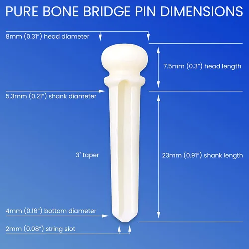 Miniatura 8 de Pasadores de puente de hueso ranurado Crosby Pure Bone con incrustación de punto de abulón para guitarra acústica de 6 y 12 cuerdas