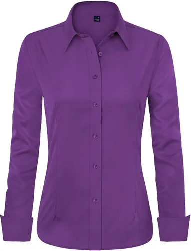Miniatura 10 de J.VER - Camisas de vestir para mujer, diseño de manga larga, con botones, antiarrugas, blusa de trabajo unicolor