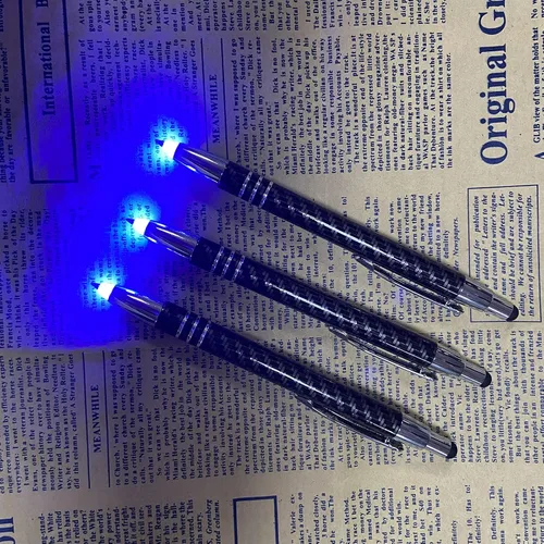 Miniatura 6 de GL006 - Bolígrafo de punta iluminada con lápiz capacitivo 3 en 1, bolígrafo LED para escribir en la oscuridad, paquete de 3, luz azul