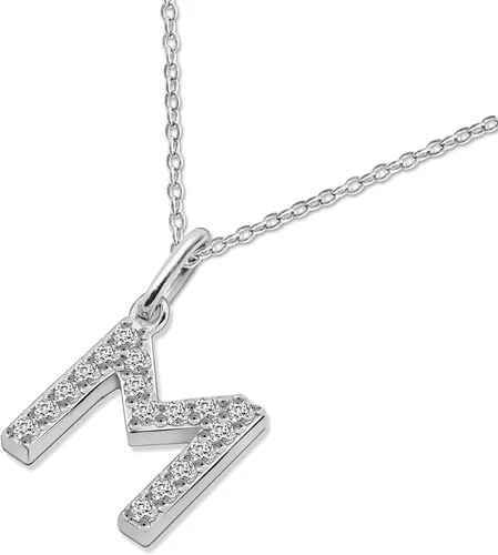 Miniatura 2 de Tienda Collection Platinum Plated Sterling Silver Infinite Elements Cubic Zirconia Initial Pendant Necklace, 18