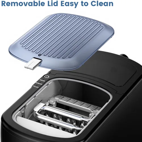Miniatura 4 de Electactic Máquina de hielo tipo bala, 18 libras/día, compacta, para encimera, tapa extraíble, fácil de limpiar, 6 unidades rápidas de hielo en 8