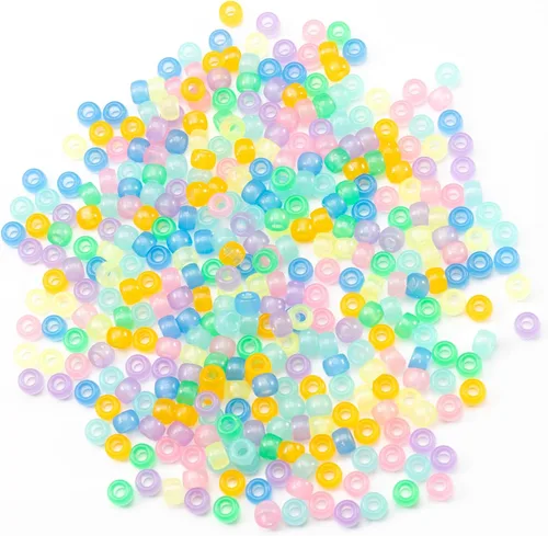 Miniatura 2 de Gxueshan 1000 piezas cuentas de acrílico Pony de 9 colores 6 x 9 mm a granel que brillan en la oscuridad para collar, pulsera de la amistad, trenzas