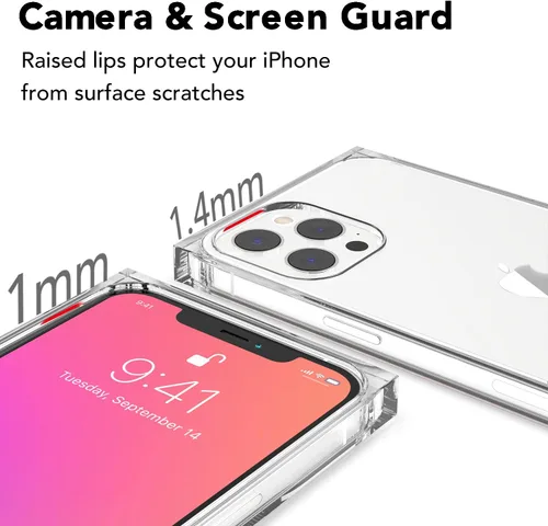Miniatura 4 de Funda transparente con borde rectangular compatible con iPhone12 Pro Max de 6.7 pulgadas, cubierta transparente HD con esquinas mejoradas, cojín