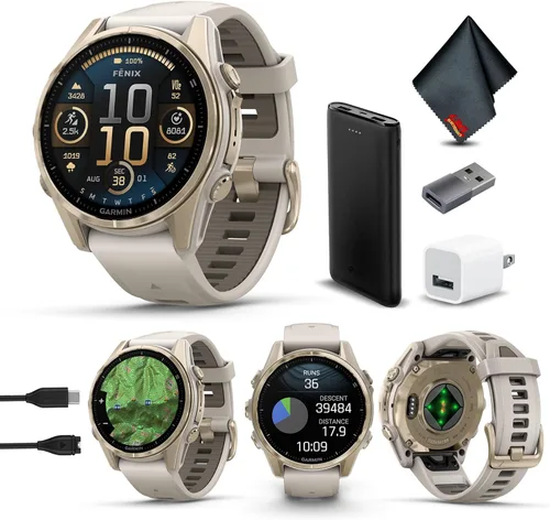 Miniatura 13 de Garmin Fenix 8 47MM AMOLED Zafiro Premium Multisport GPS Smartwatch de Titanio con Banda de Silicona Spark Orange/Grafito, Linterna LED Integrada