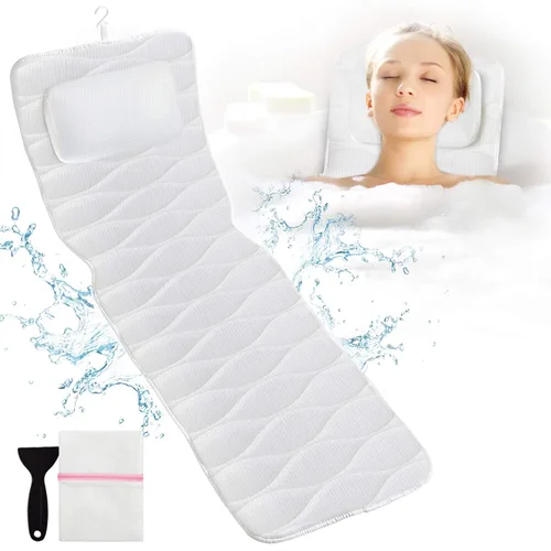 Miniatura 10 de OMYSTYLE Almohada de Baño de Cuerpo Completo, Almohadas de Baño para Bañera con Bolsa de Lavado de Malla y 21 Ventosas Antideslizantes, Almohada